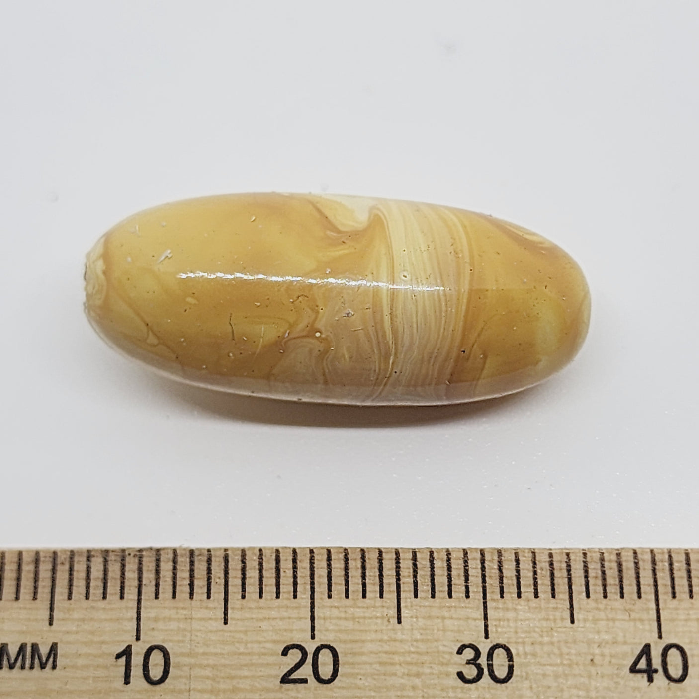 30x10mm Oval (10) - Cream- Vintage Wood Veneer Marbled Effect Beads