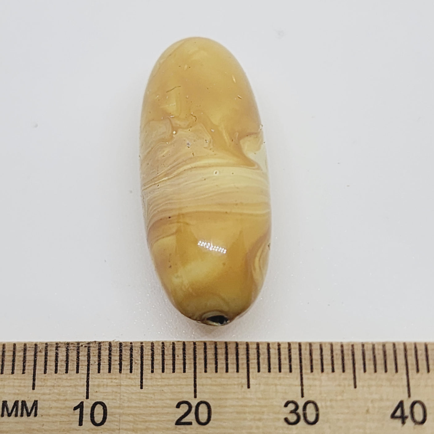 30x10mm Oval (10) - Cream- Vintage Wood Veneer Marbled Effect Beads