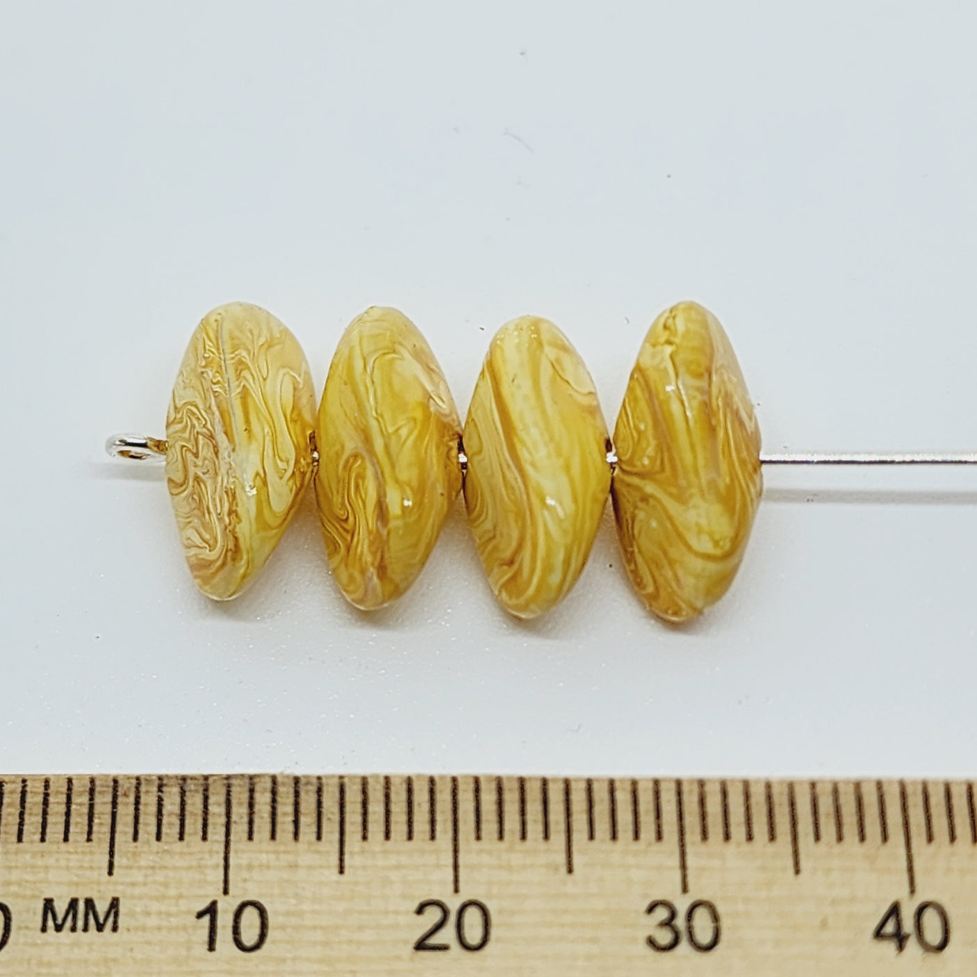 15x8mm Chip (50) - Cream - Vintage Wood Veneer Marbled Effect Beads