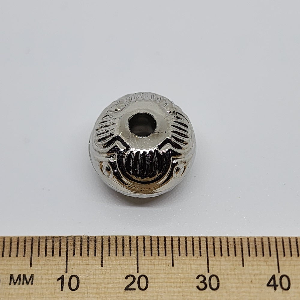 13x16mm Rondelle (10) - Antique Silver - Vintage Metalised Beads