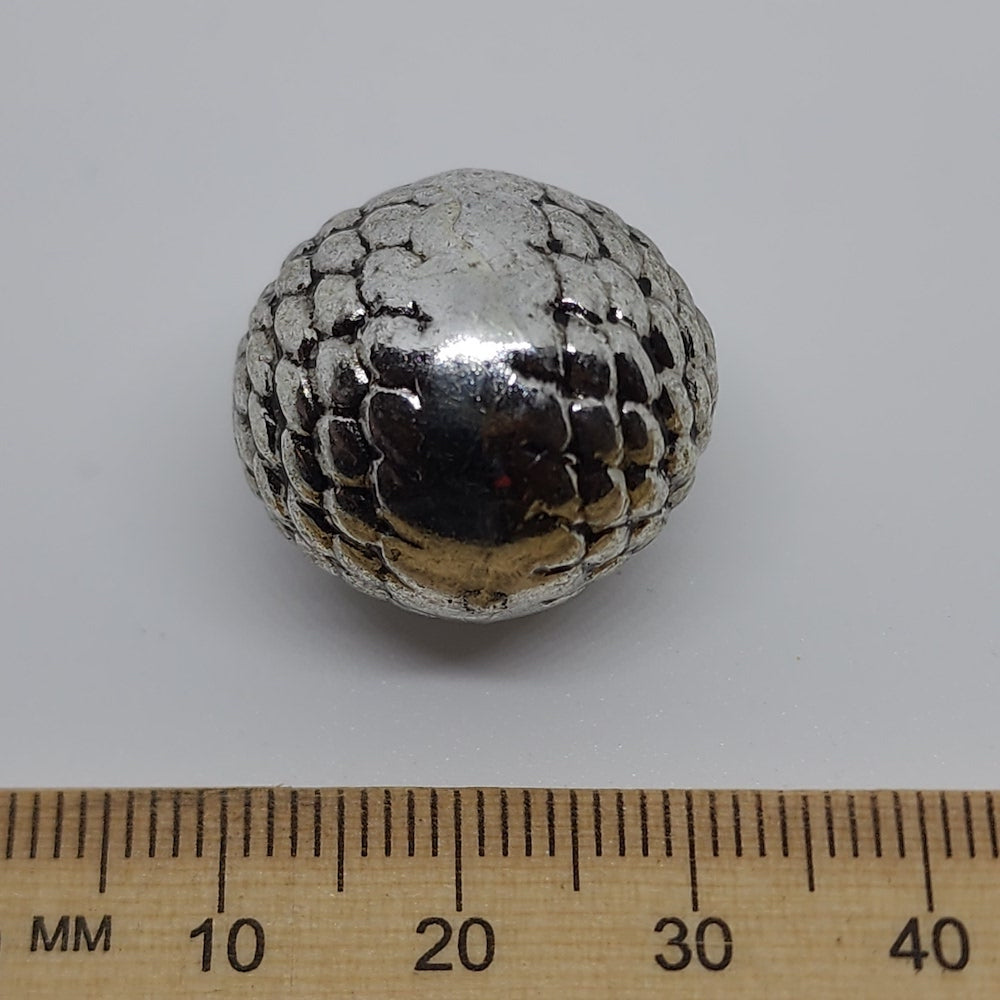 20mm Round (10) - Antique Silver - Vintage Metalised Beads