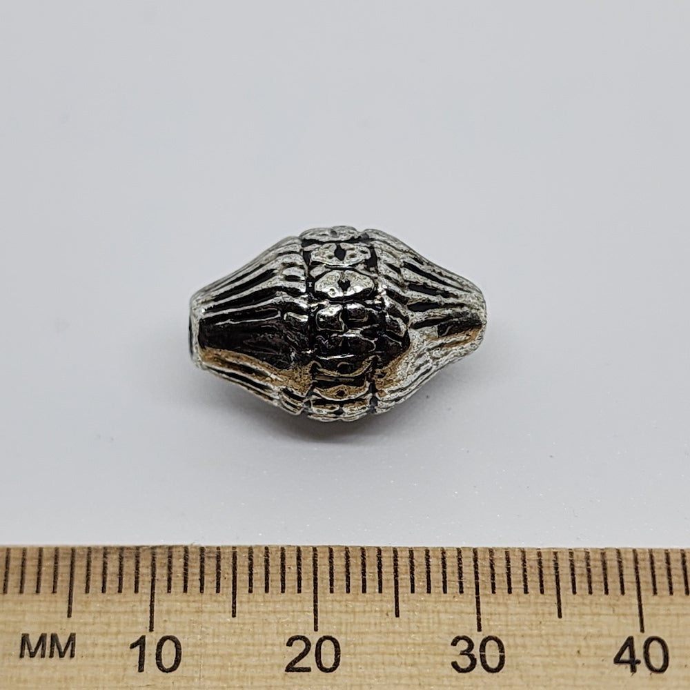 19x12mm Bicone (10) - Antique Silver - Vintage Metalised Beads