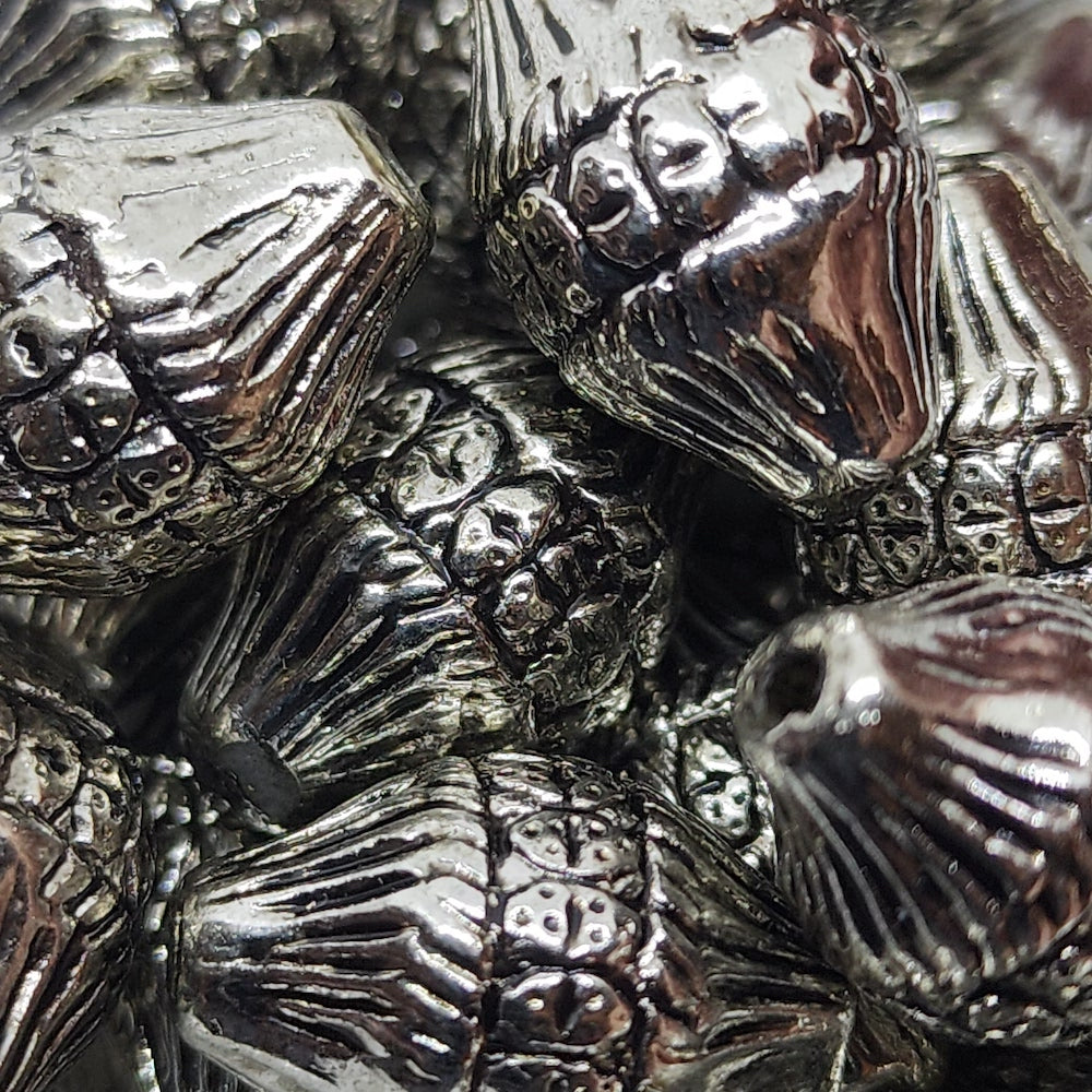 19x12mm Bicone (10) - Antique Silver - Vintage Metalised Beads