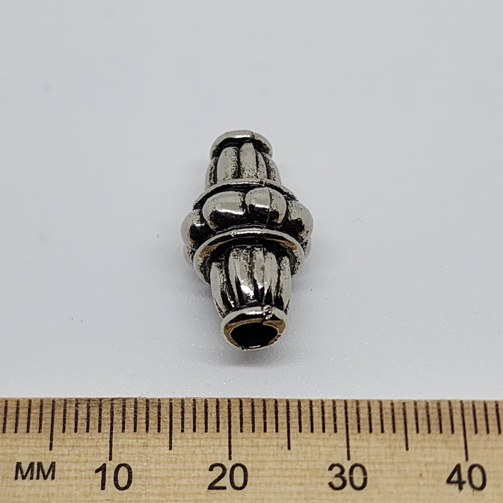 21x12 Bicone (10) - Antique Silver - Vintage Metalised Beads