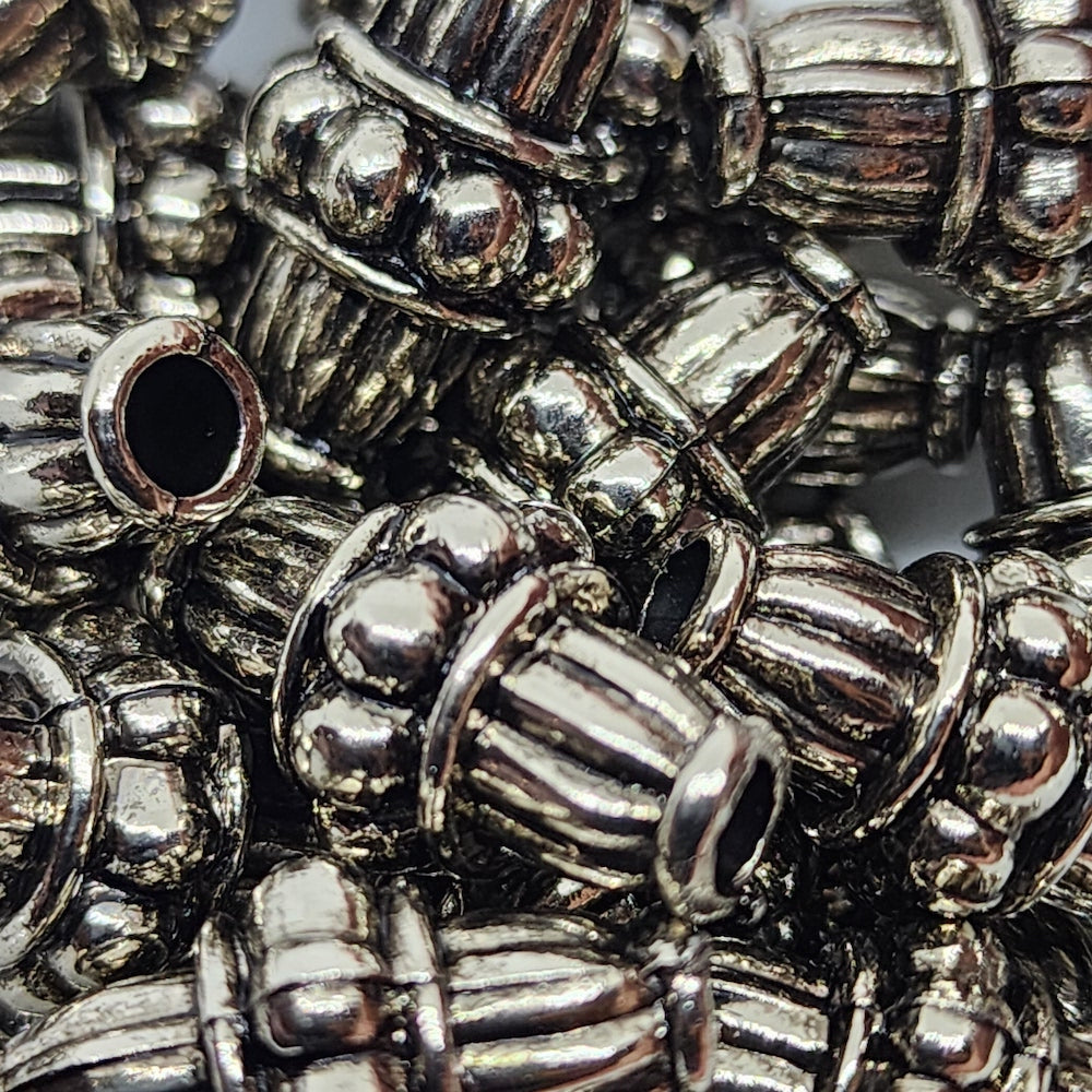 21x12 Bicone (10) - Antique Silver - Vintage Metalised Beads