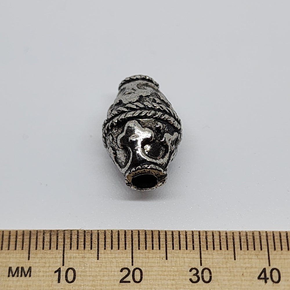 18x12 Bicone (10) - Antique Silver - Vintage Metalised Beads