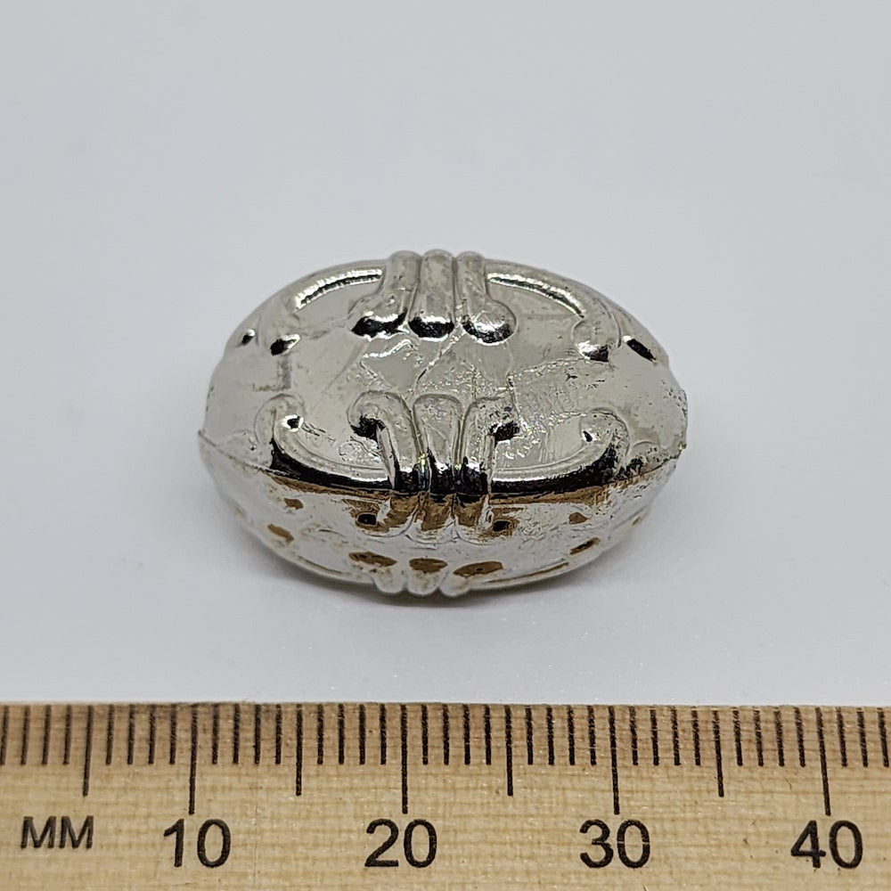 24x18mm Squared Oval (10) - Antique Silver - Vintage Metalised Beads