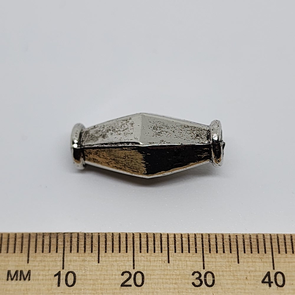 21x12mm Bicone (10) - Antique Silver - Vintage Metalised Beads