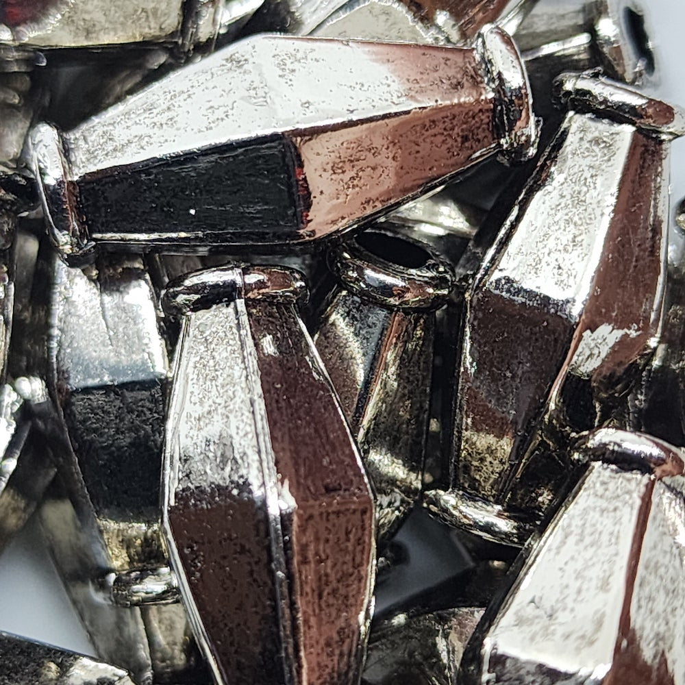 21x12mm Bicone (10) - Antique Silver - Vintage Metalised Beads