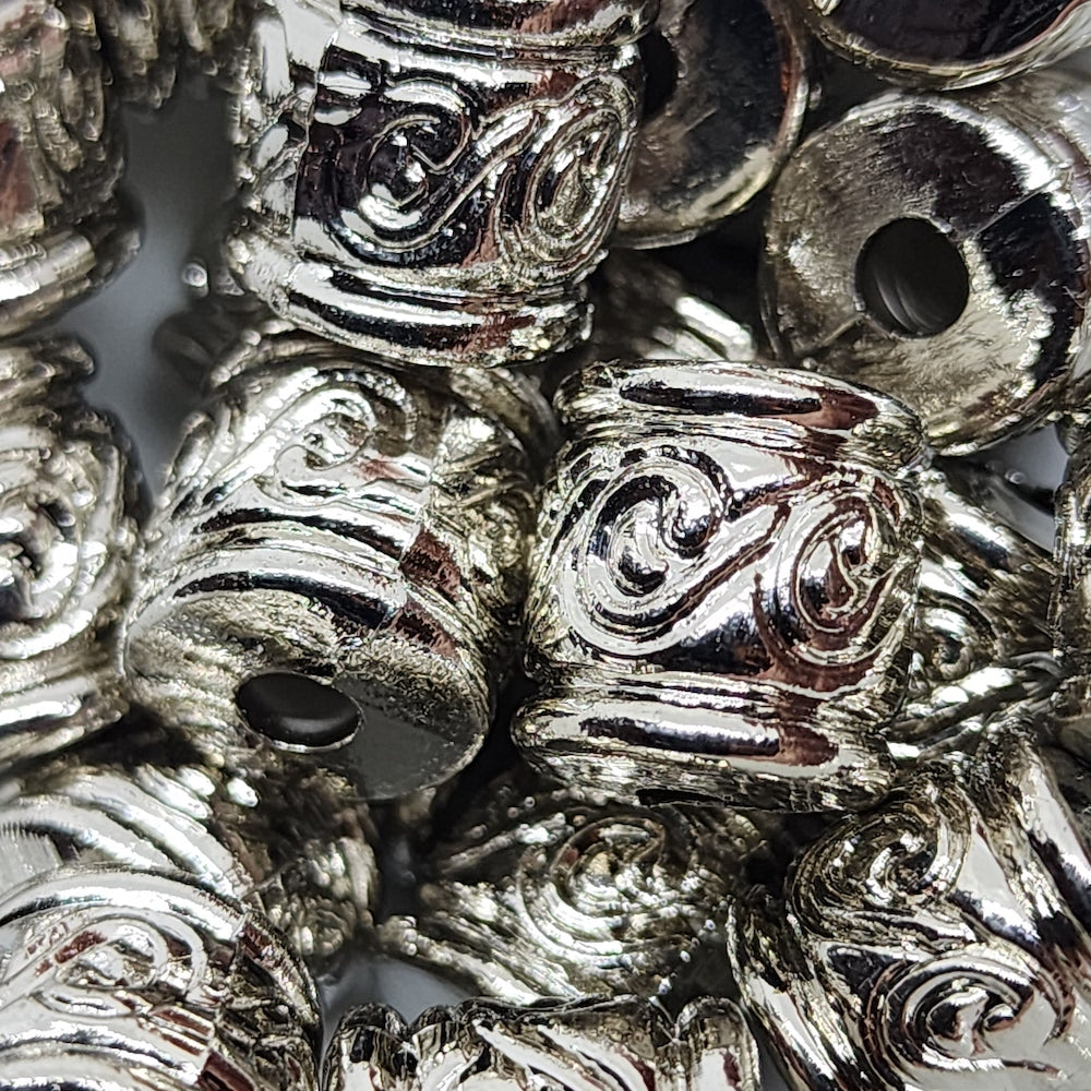 Tube (10) - Silver - Vintage Metalised Beads