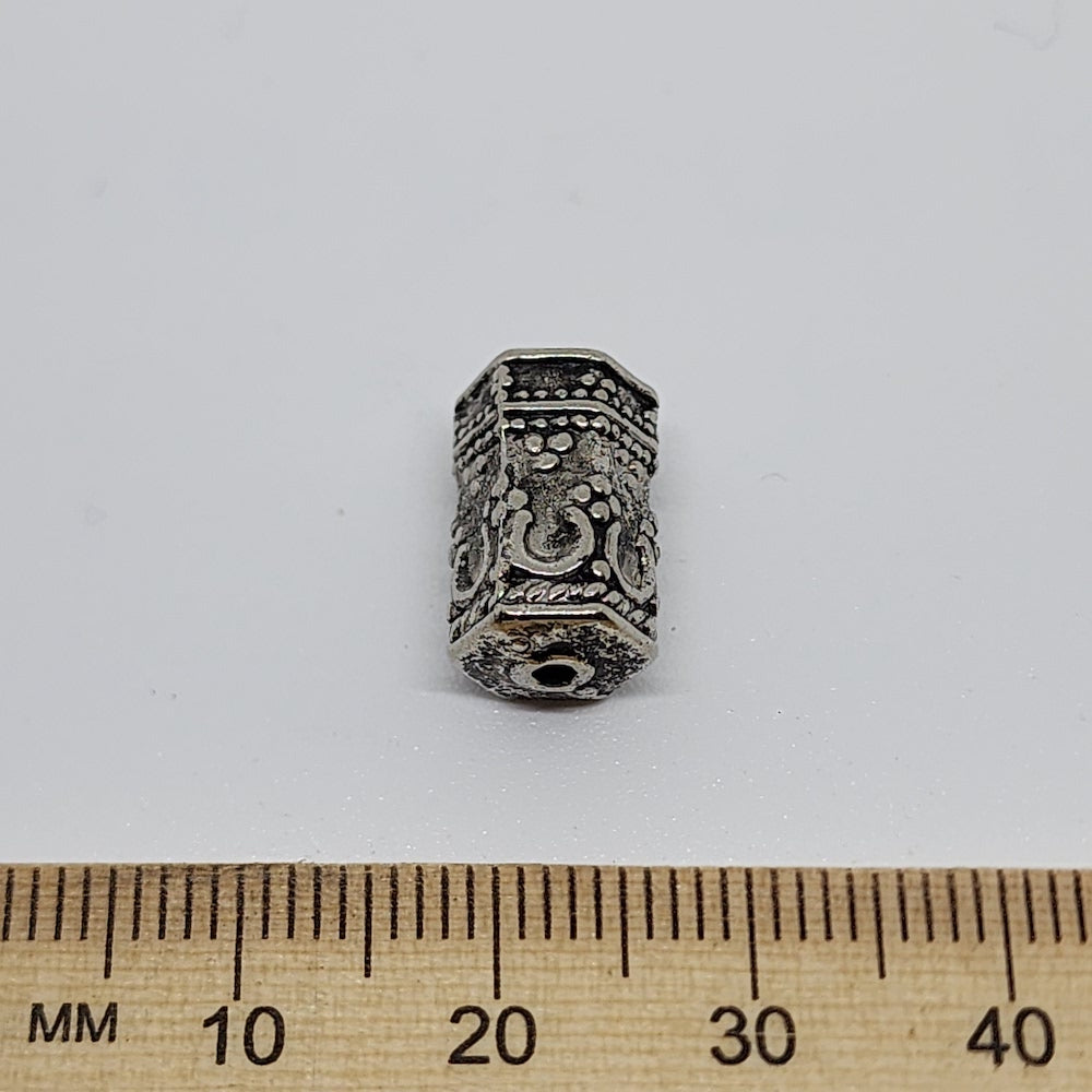 14x8mm Tube (10) - Antique Silver - Vintage Metalised Beads