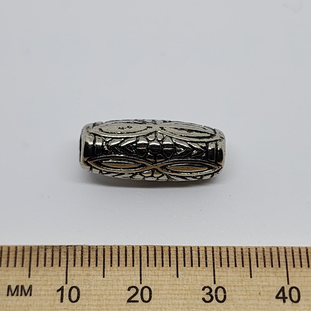 21x9mm Tube (10) - Antique Silver - Vintage Metalised Beads