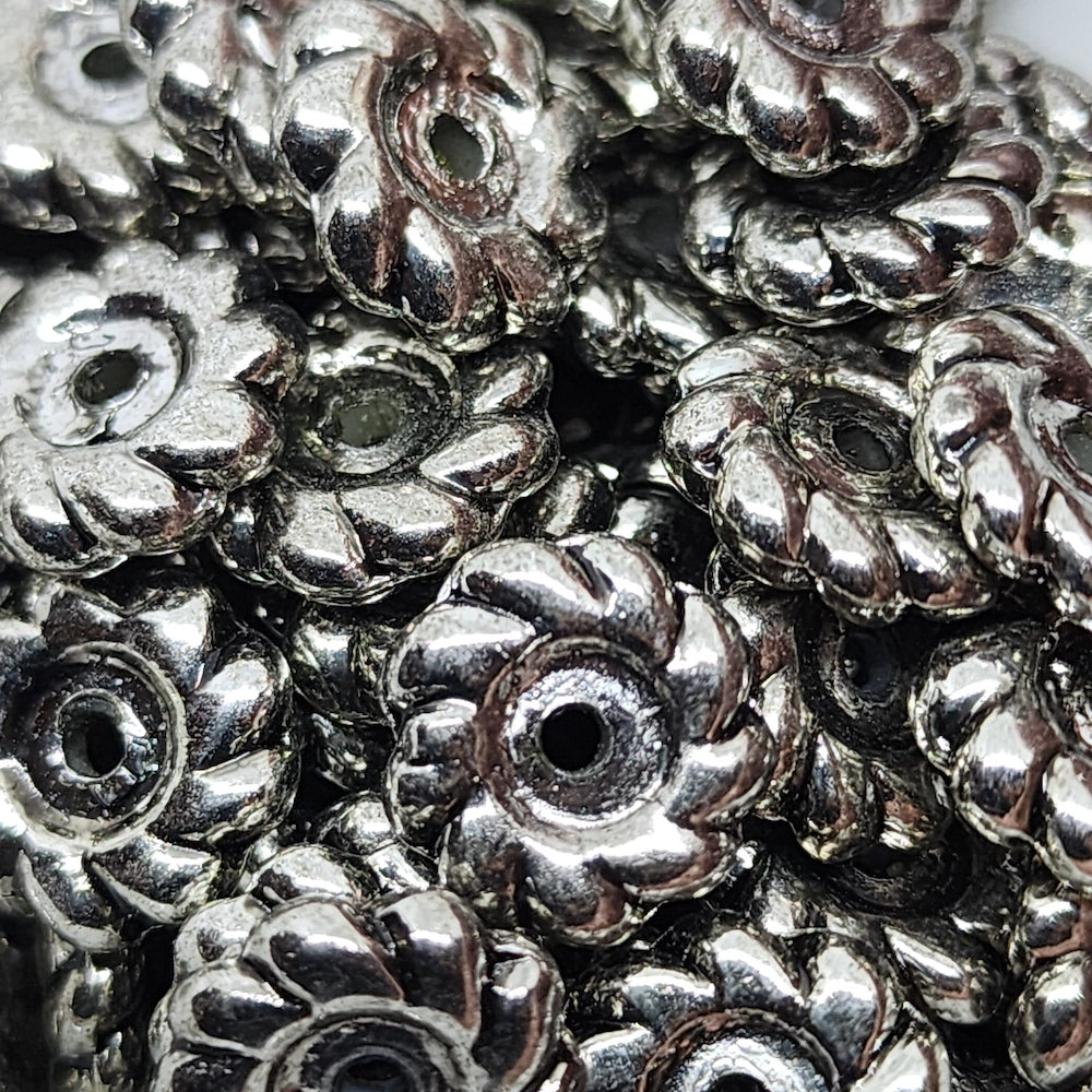3x12mm Wheel (25) - Antique Silver - Vintage Metalised Beads