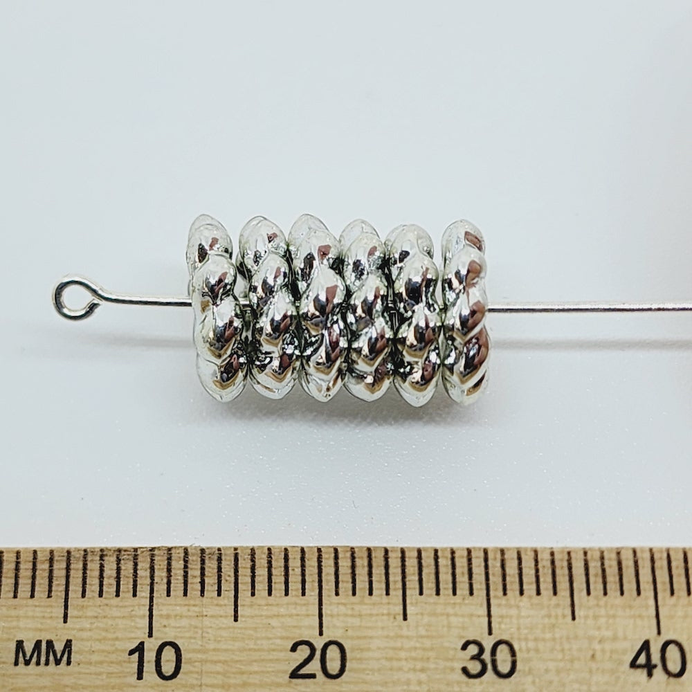3x12mm Wheel (25) - Silver - Vintage Metalised Beads