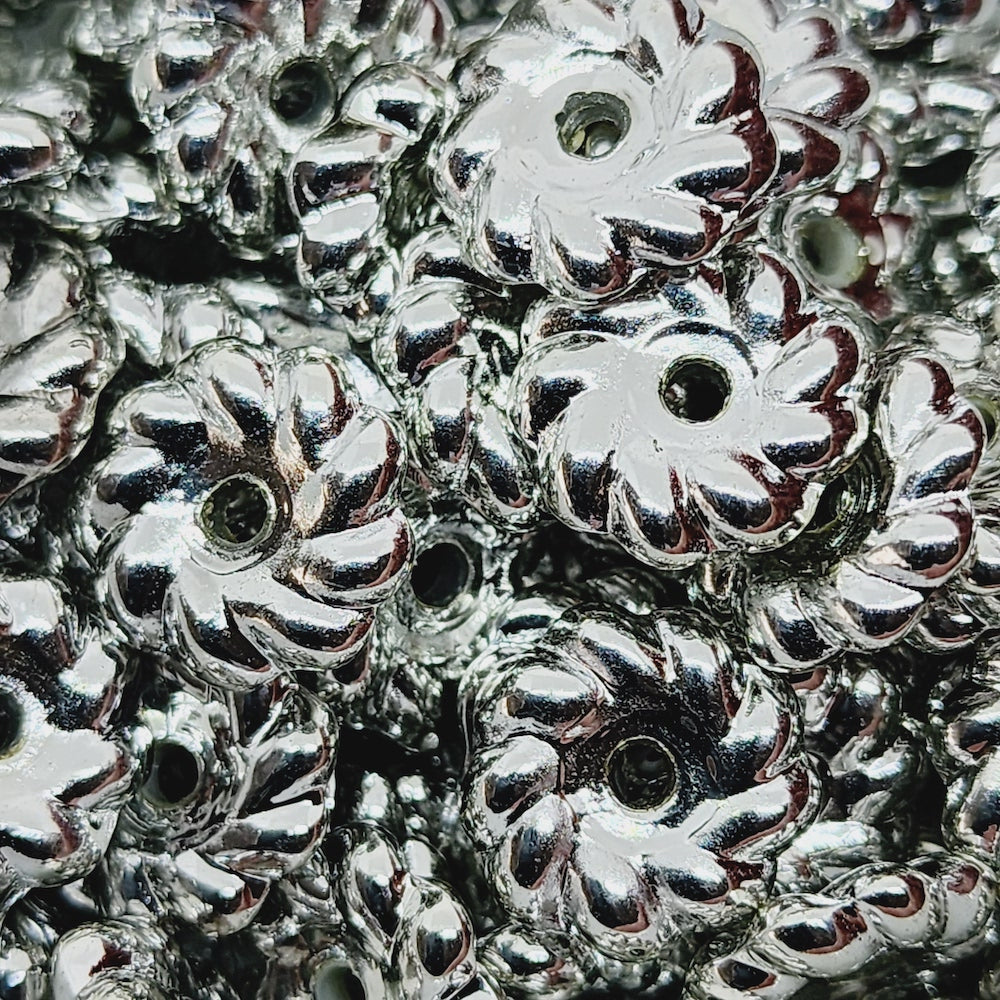 3x12mm Wheel (25) - Silver - Vintage Metalised Beads