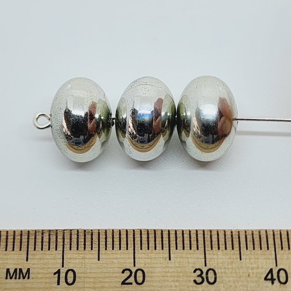 9x13mm Rondelle (25) - Silver - Vintage Metalised Beads