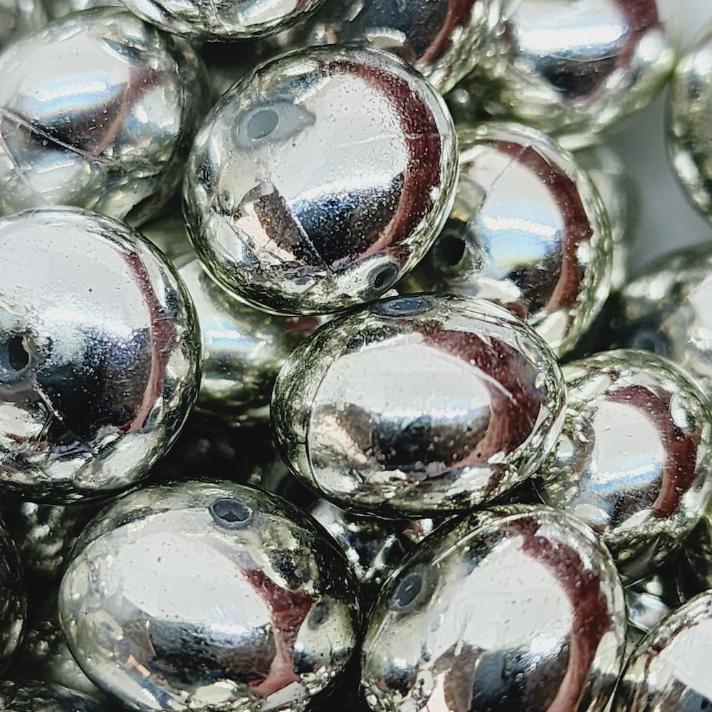 9x13mm Rondelle (25) - Silver - Vintage Metalised Beads