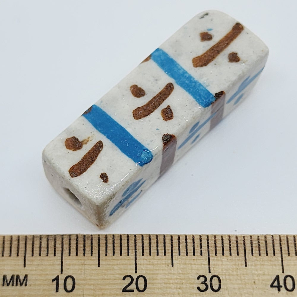 33mm Column (5) - Off White - Ceramic Vintage Replica Trade Beads