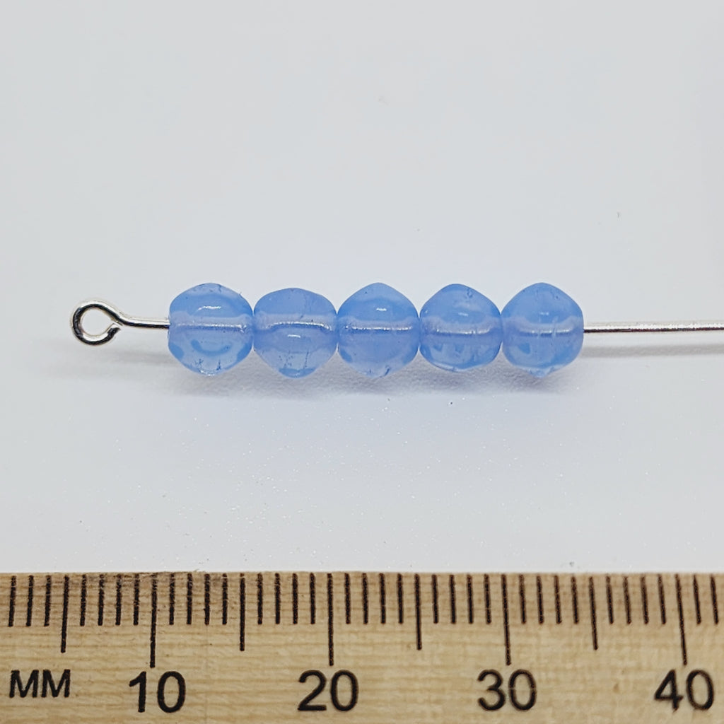 5mm Round Facet Czech Glass Beads (50) - Milky Blue - Bead Shack