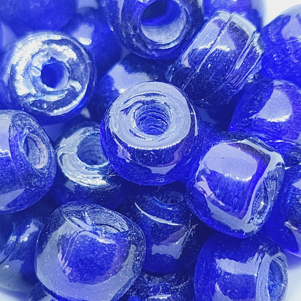 Dark Blue Transparent (100) - Vintage Glass Indian Pony Beads