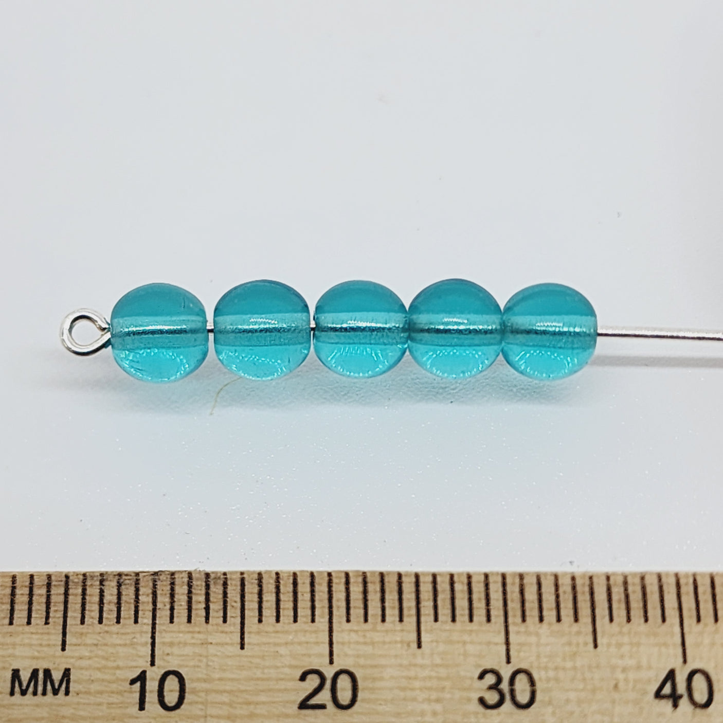 6mm Round Czech Glass Beads (50) - Teal Blue Transparent - Bead Shack