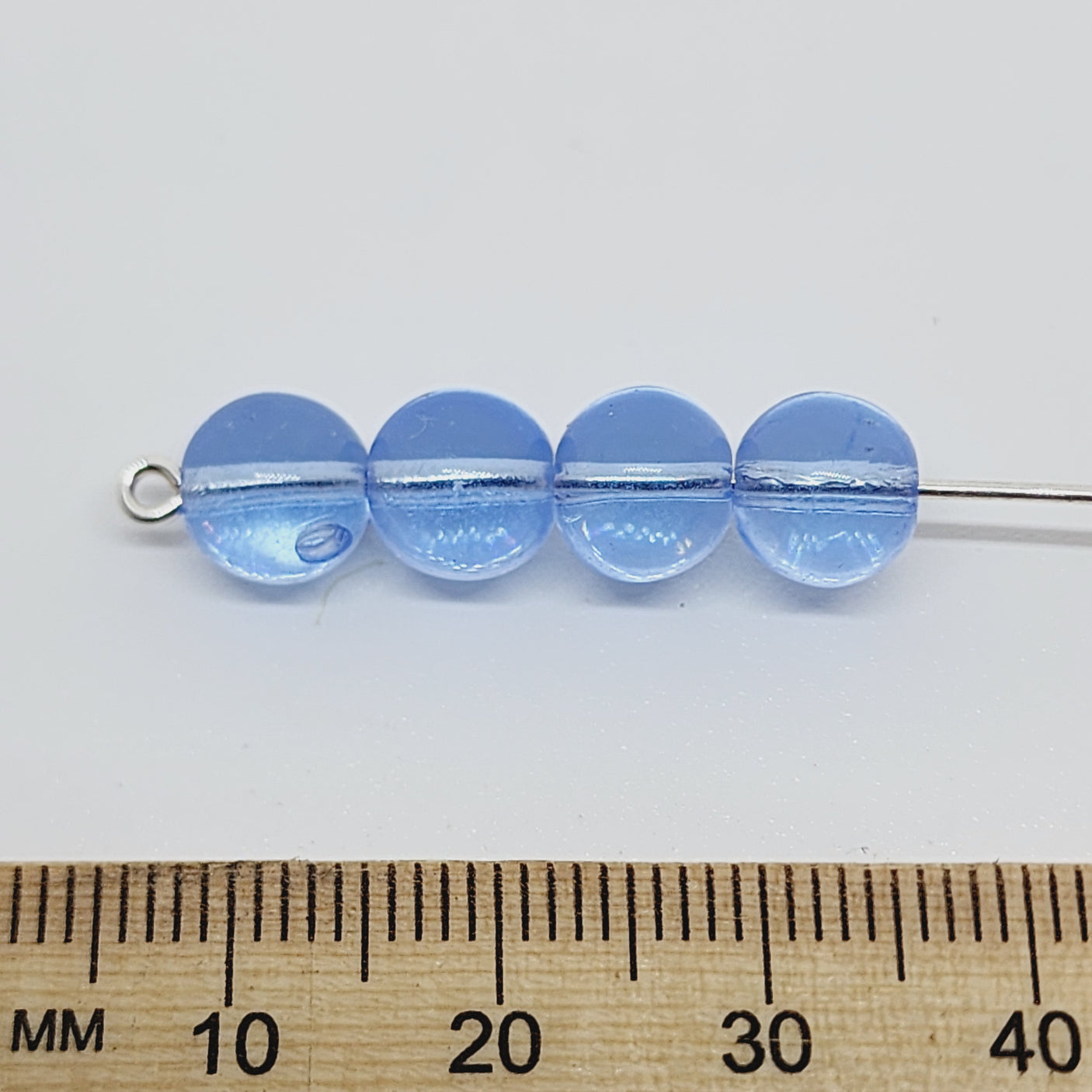 8mm Round (100) - Water Blue Transparent - Vintage Czech Glass Beads