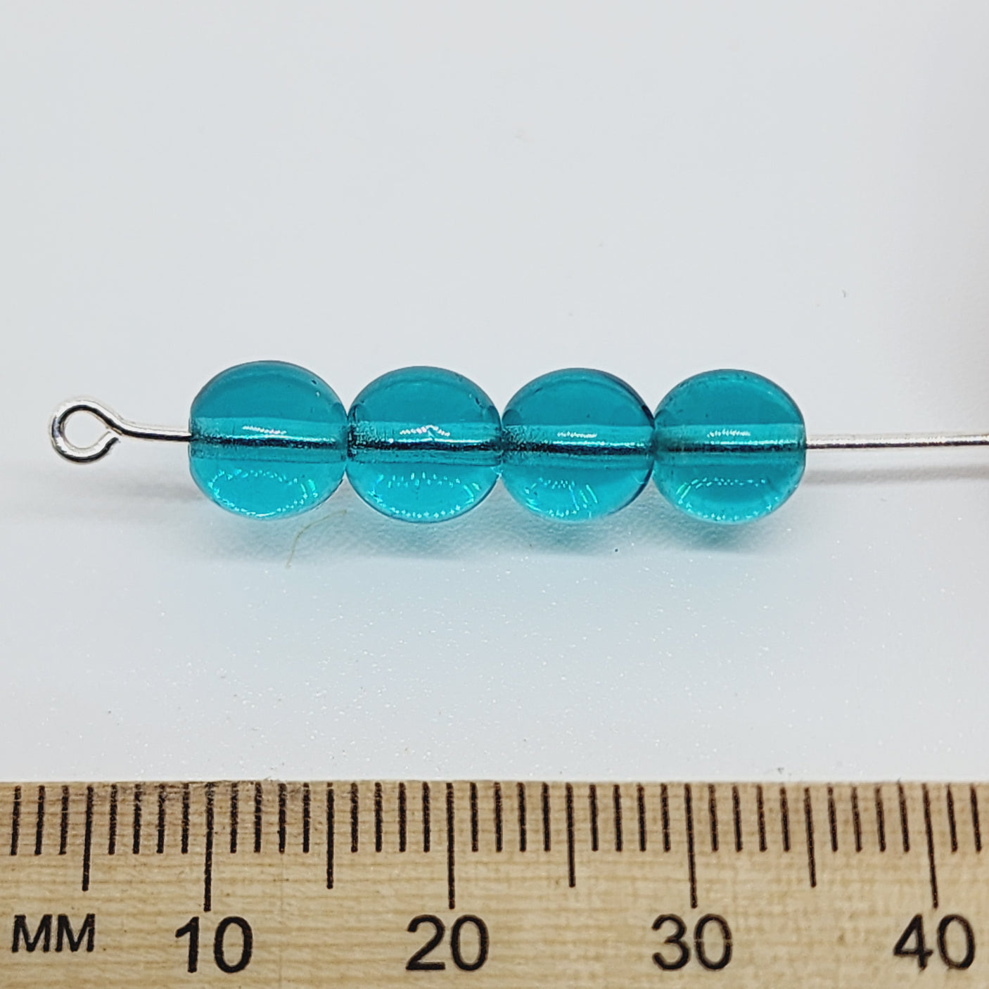 8mm Round Czech Glass Beads (25) - Teal Transparent - Bead Shack