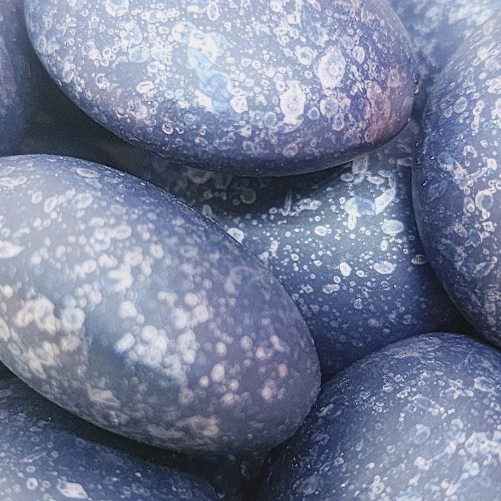 25x20mm Flat Oval (10) - Navy Blue - Matte Metallic Speckled Vintage Beads