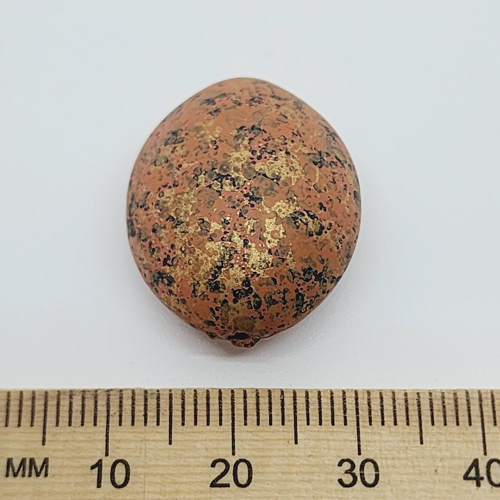 25x20mm Flat Oval (10) - Copper - Matte Metallic Speckled Vintage Beads