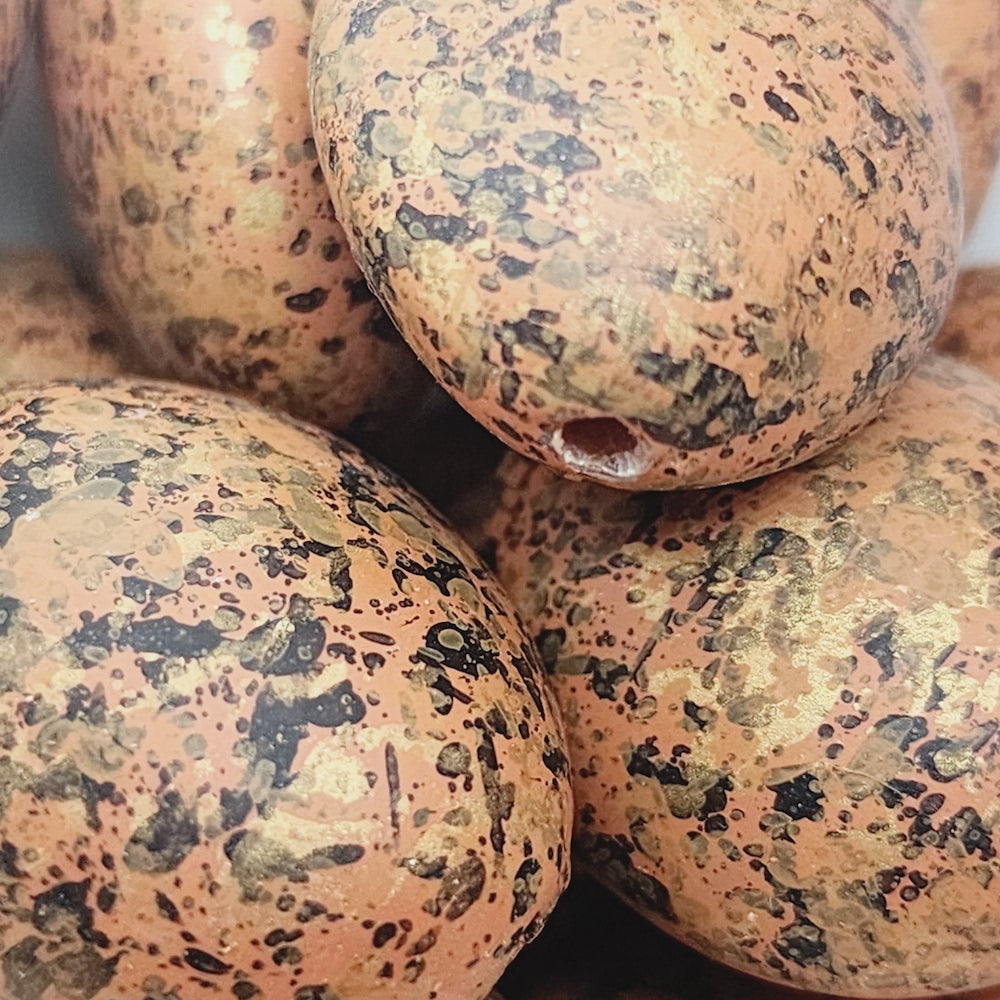 25x20mm Flat Oval (10) - Copper - Matte Metallic Speckled Vintage Beads