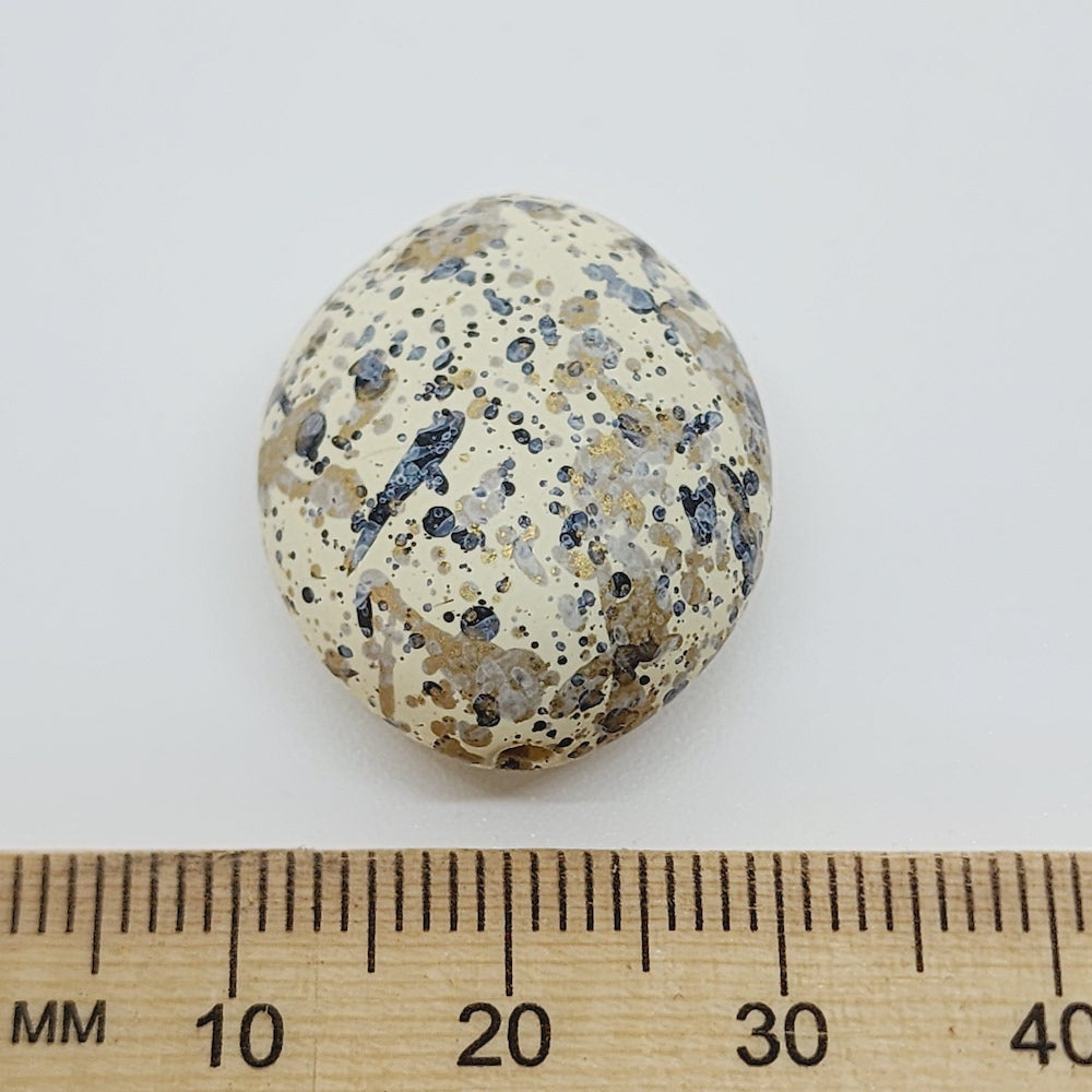 25x20mm Flat Oval (10) - Cream - Matte Metallic Speckled Vintage Beads