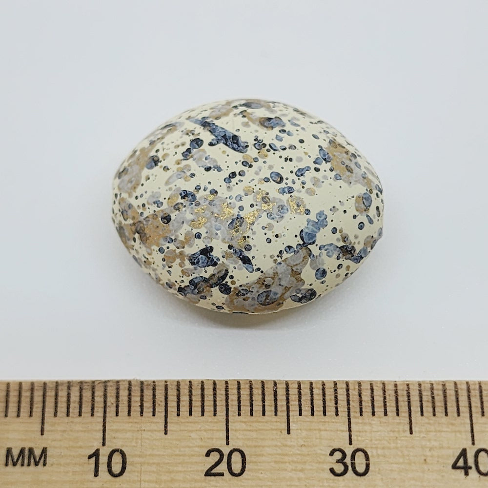 25x20mm Flat Oval (10) - Cream - Matte Metallic Speckled Vintage Beads