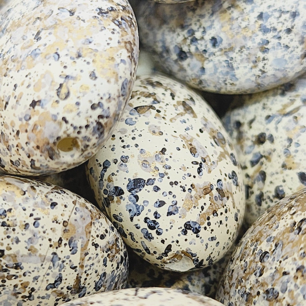 25x20mm Flat Oval (10) - Cream - Matte Metallic Speckled Vintage Beads