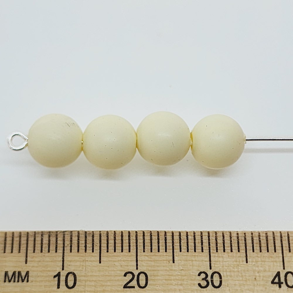 8mm Round (50) - Light Cream - Pottery Look Lucite Beads - Matte