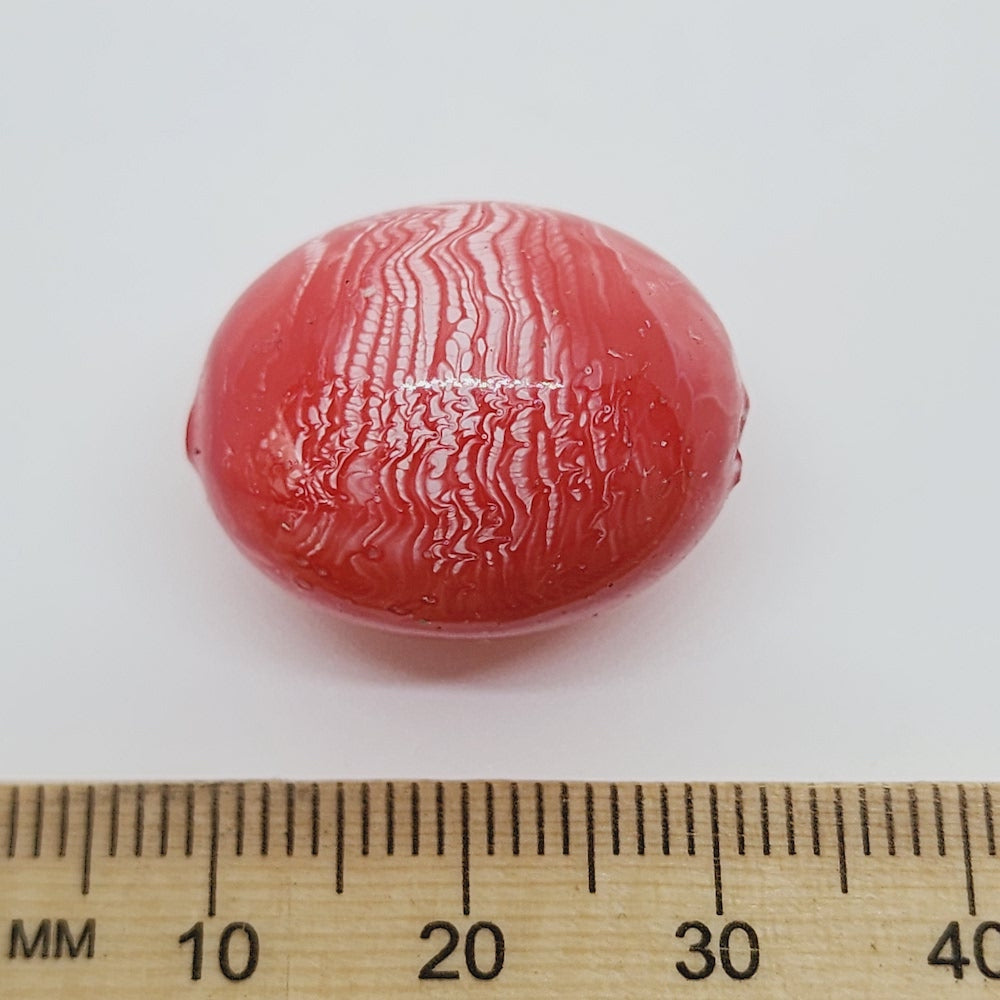 22x18mm Oval (10) - Watermelon - Vintage Pastel Marbled Effect Beads - Bead Shack