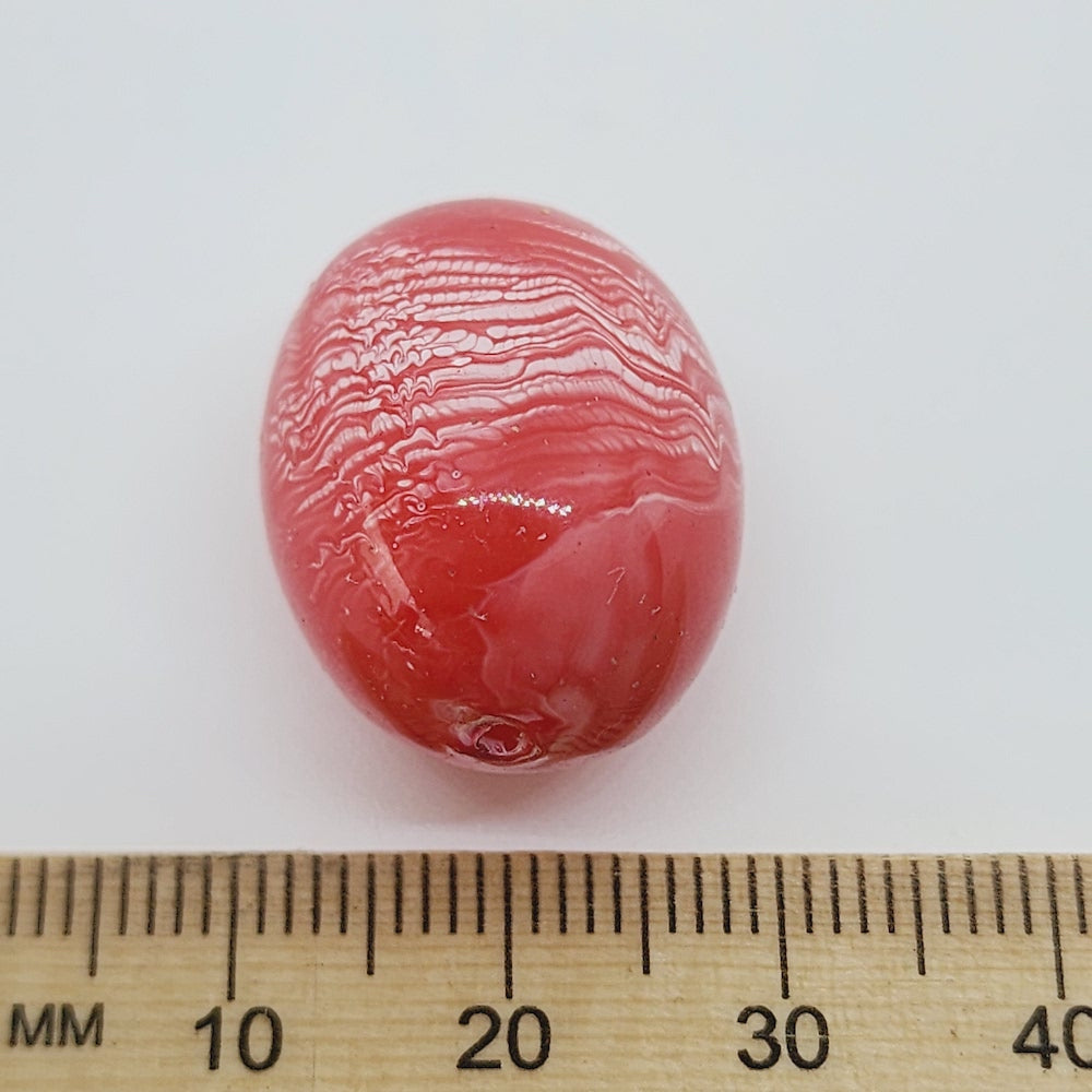 22x18mm Oval (10) - Watermelon - Vintage Pastel Marbled Effect Beads - Bead Shack