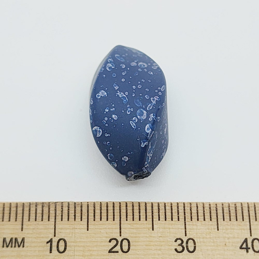 23x15mm Oval Twist (10) - Navy Blue - Matte Metallic Speckled Vintage Beads
