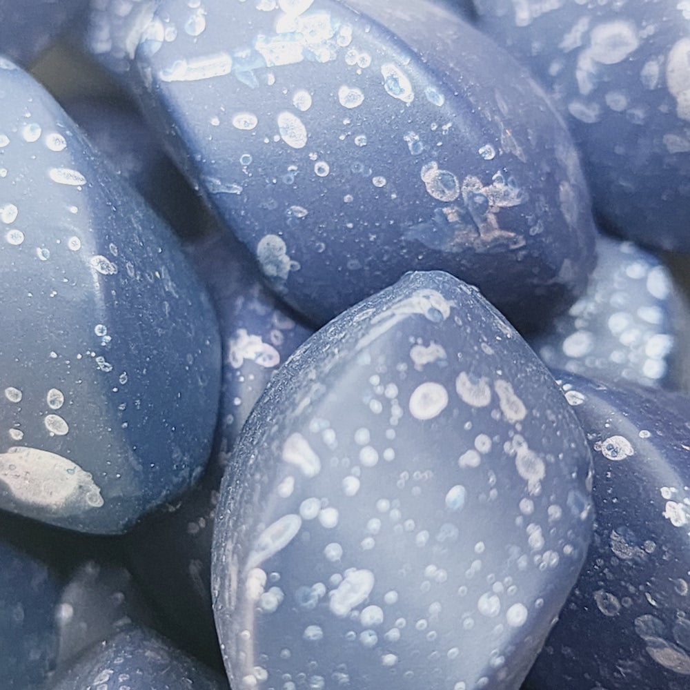 23x15mm Oval Twist (10) - Navy Blue - Matte Metallic Speckled Vintage Beads