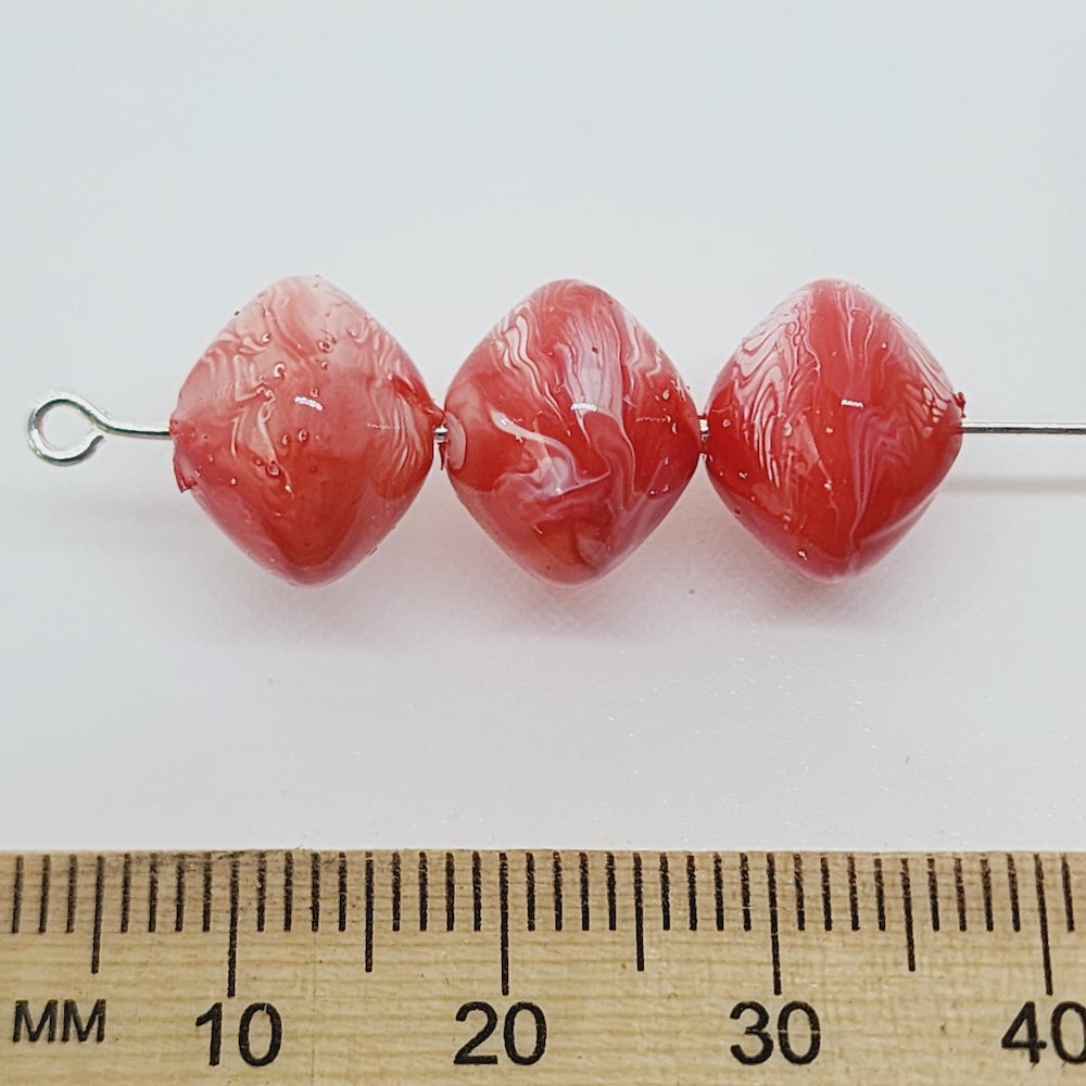 10x12mm Rondelle (50) - Watermelon - Vintage Pastel Marbled Effect Beads