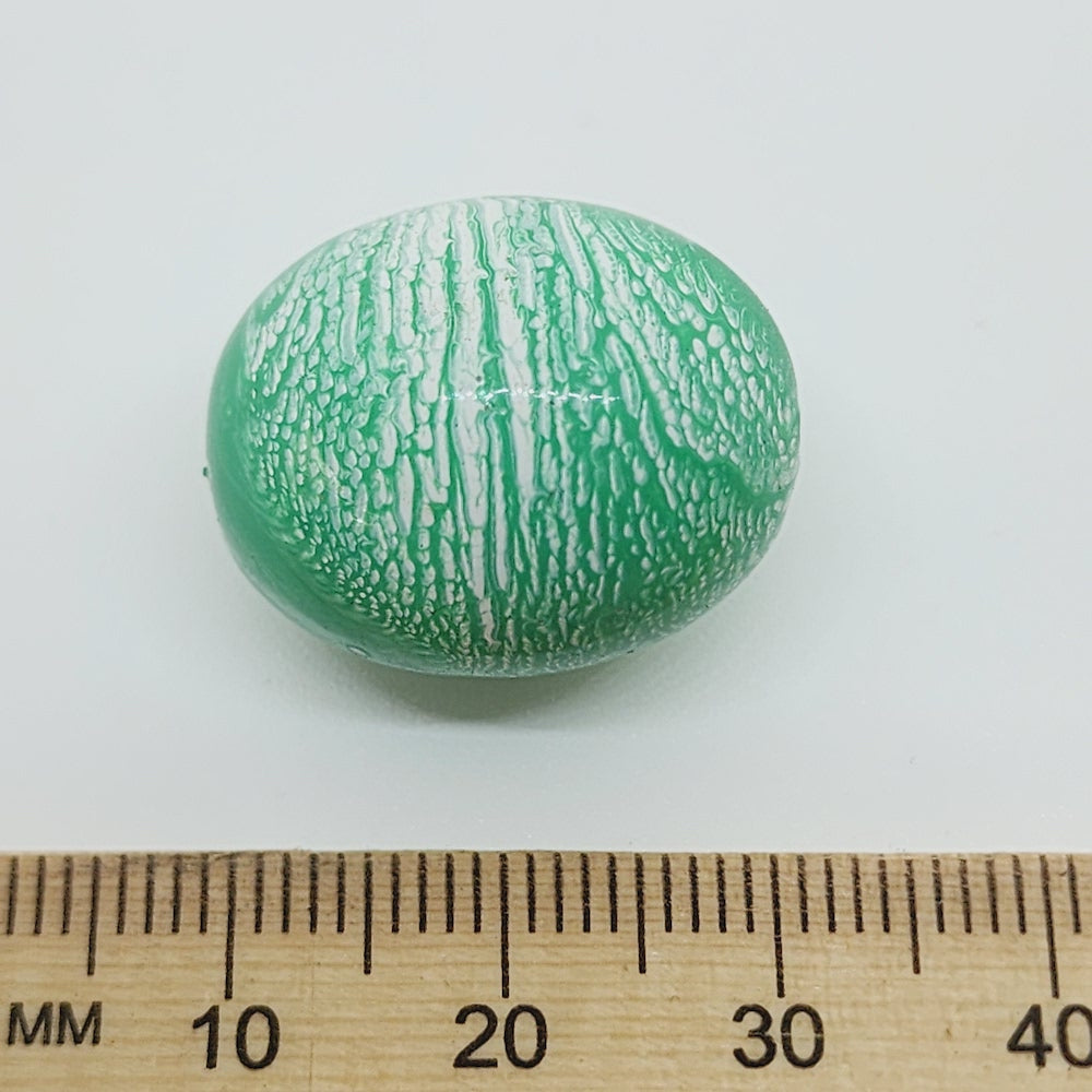 22x18mm Oval (10) - Green - Vintage Pastel Marbled Effect Beads