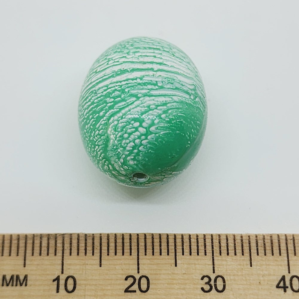 22x18mm Oval (10) - Green - Vintage Pastel Marbled Effect Beads