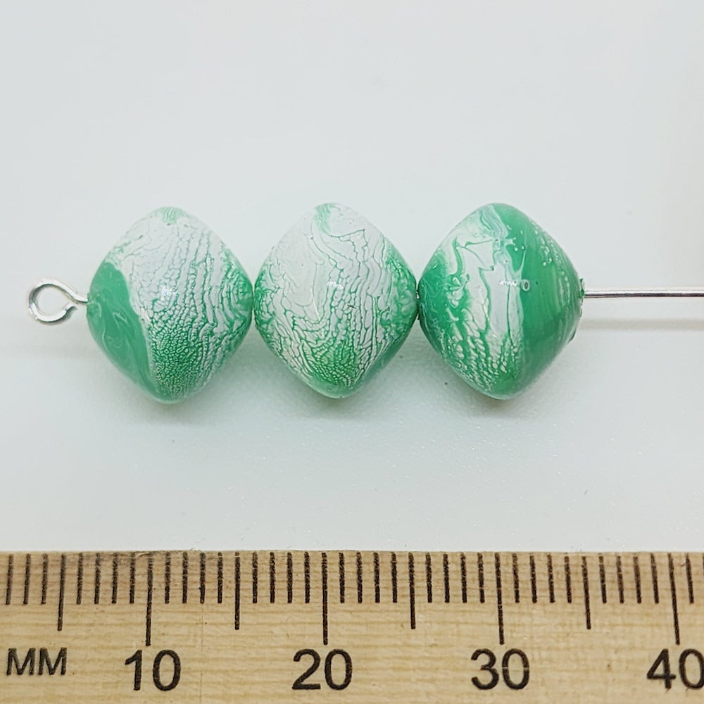 10x12mm Rondelle (50) - Green - Vintage Pastel Marbled Effect Beads
