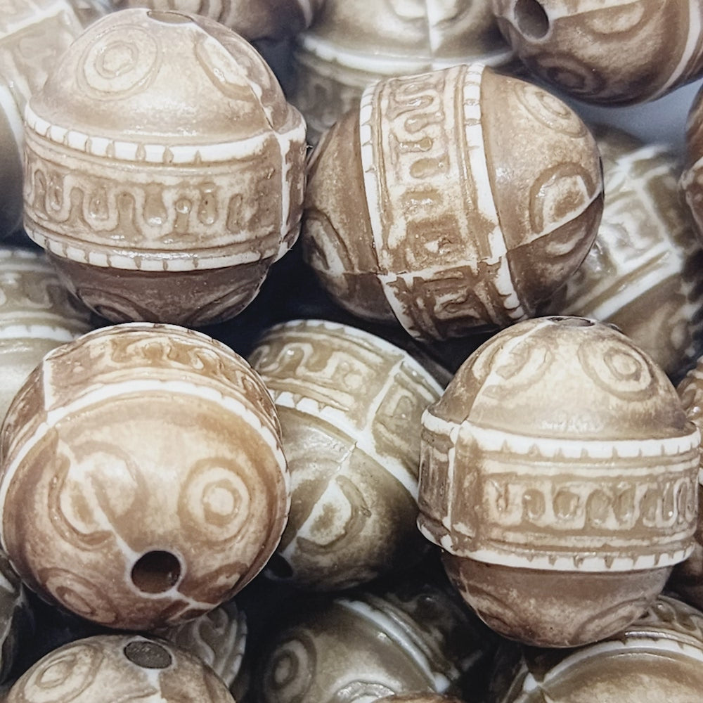 14x12mm Egg (10) - Taupe - Vintage Lucite Beads