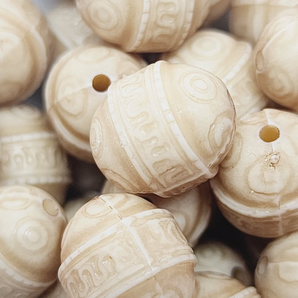 14x12mm Egg (10) - Dark Cream - Vintage Lucite Beads