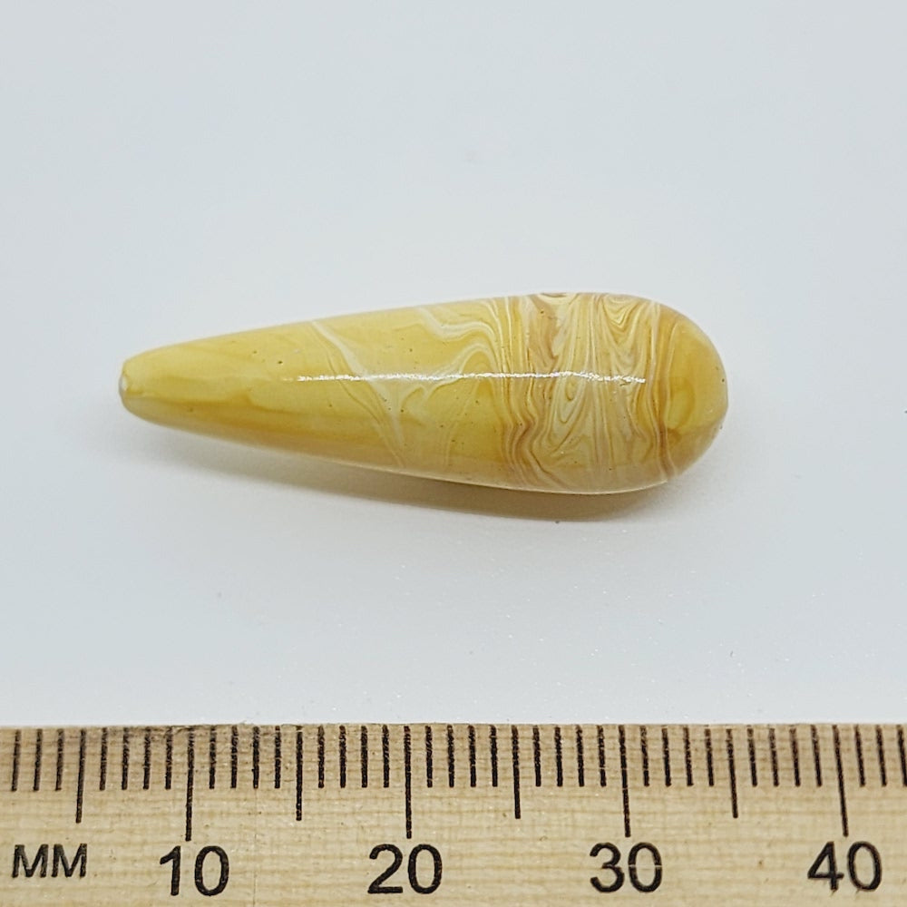 30x8mm Teardrop (10) - Cream - Vintage Wood Veneer Marbled Effect Beads