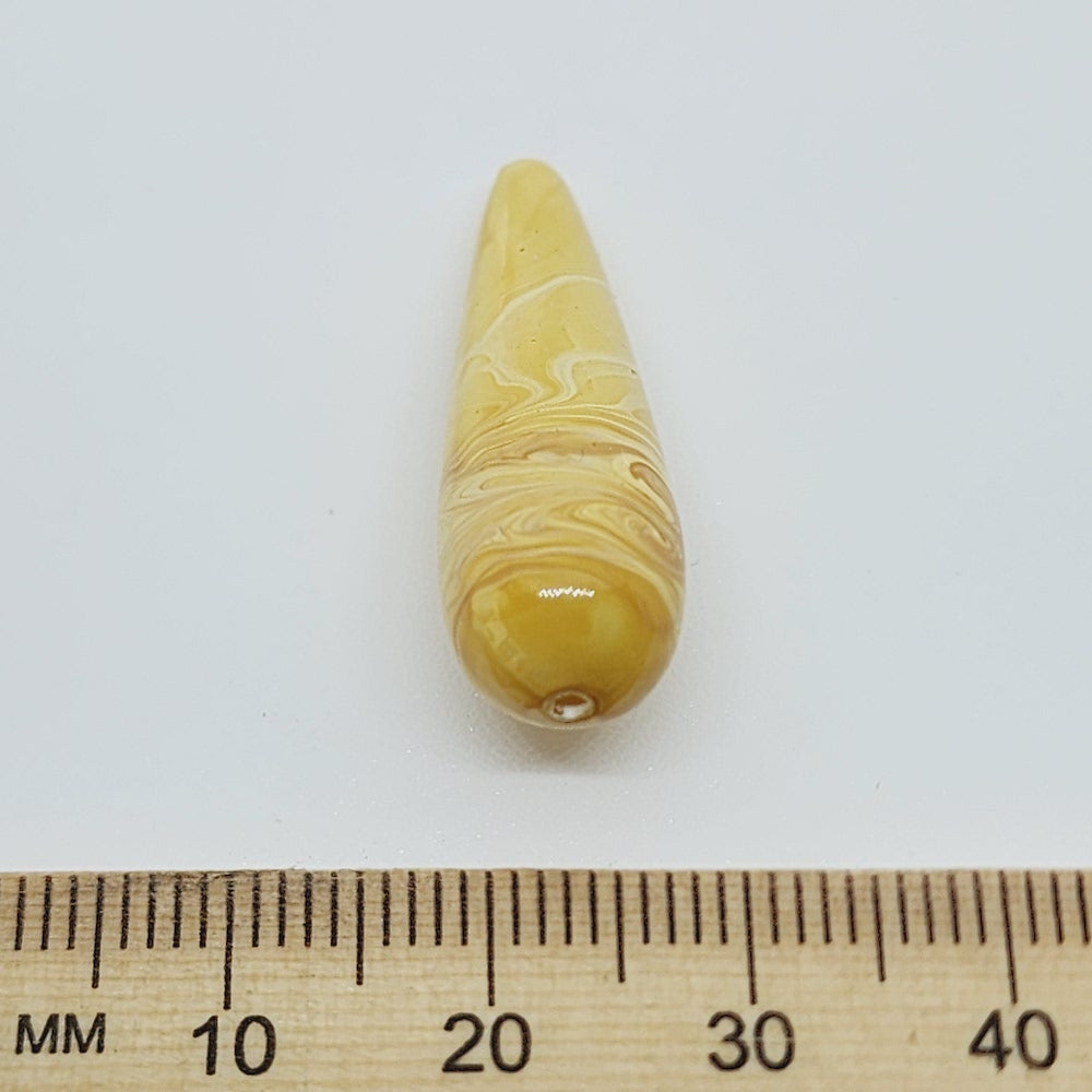 30x8mm Teardrop (10) - Cream - Vintage Wood Veneer Marbled Effect Beads