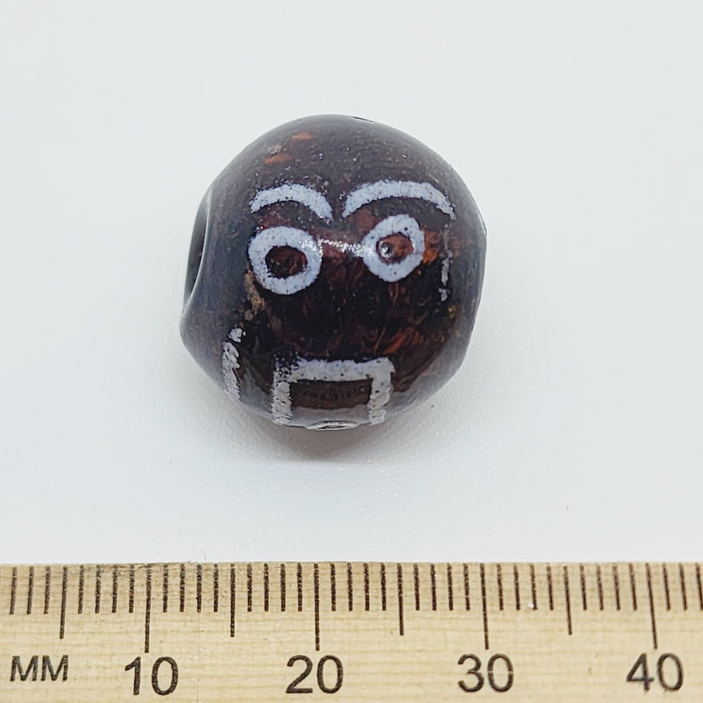 18~20mm Round Tibetan River Stone (5) - Indian Glass Vintage Beads