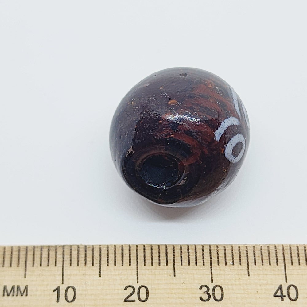 18~20mm Round Tibetan River Stone (5) - Indian Glass Vintage Beads