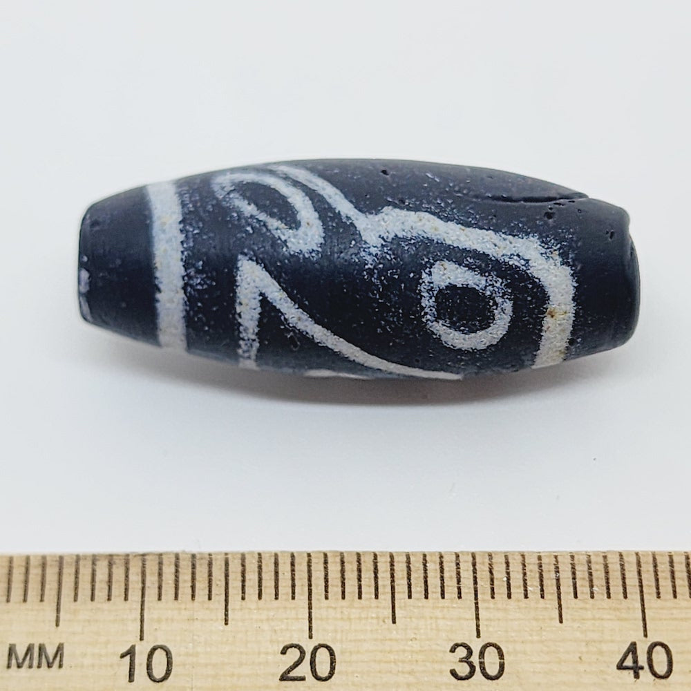 35x15mm Oval Tibetan River Stone - Matte (5) - Indian Glass Vintage Beads