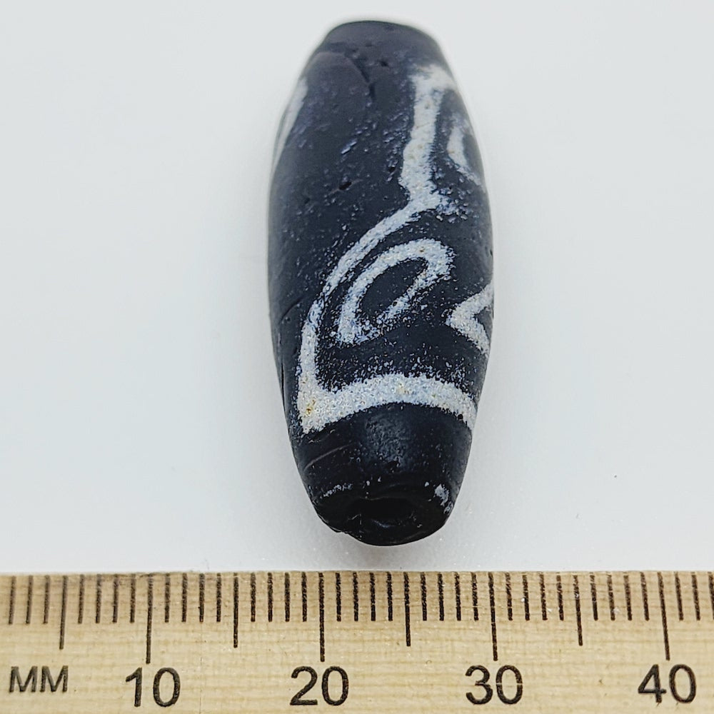 35x15mm Oval Tibetan River Stone - Matte (5) - Indian Glass Vintage Beads